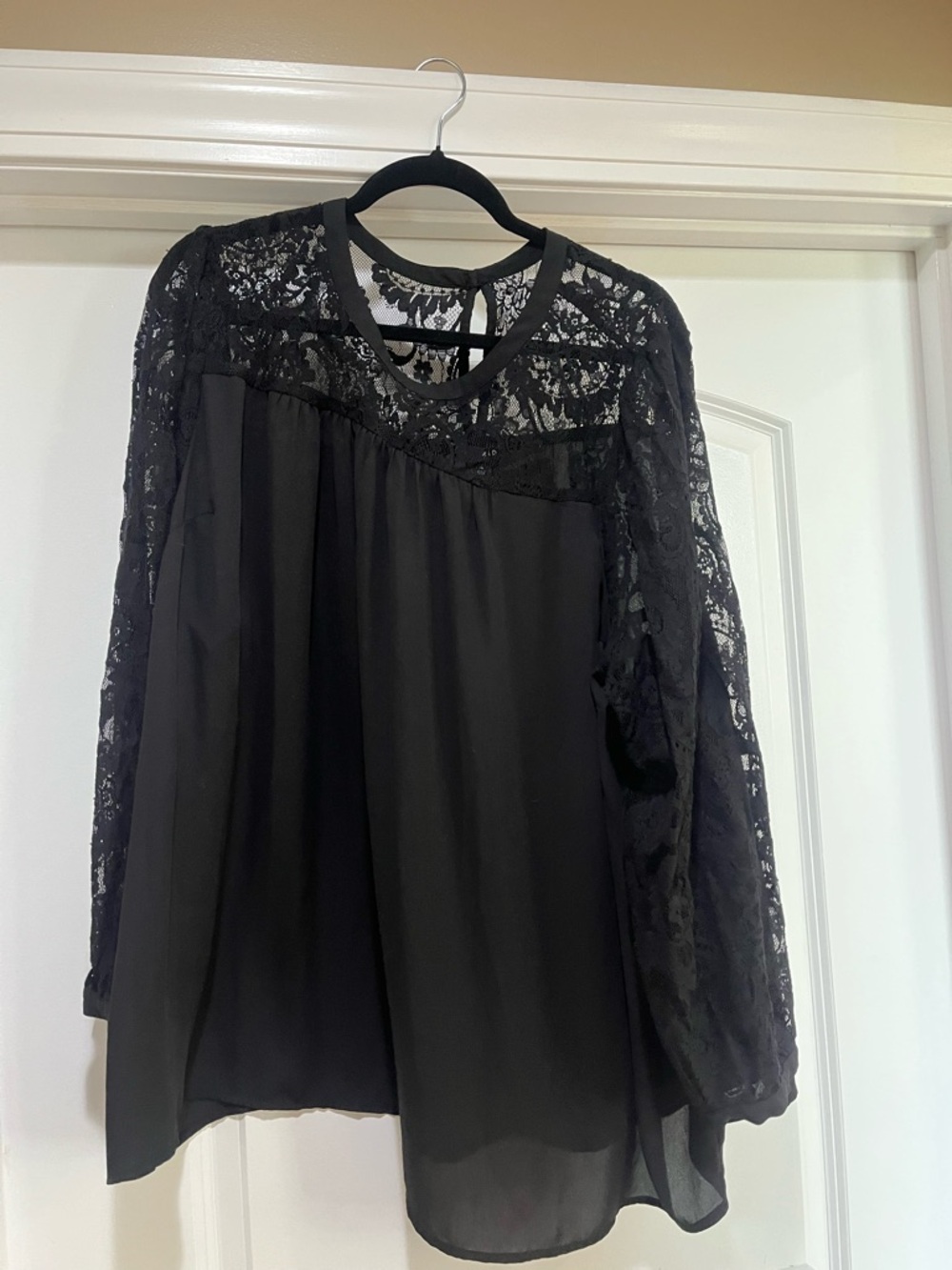 torrid Black Lace-Trim Blouse